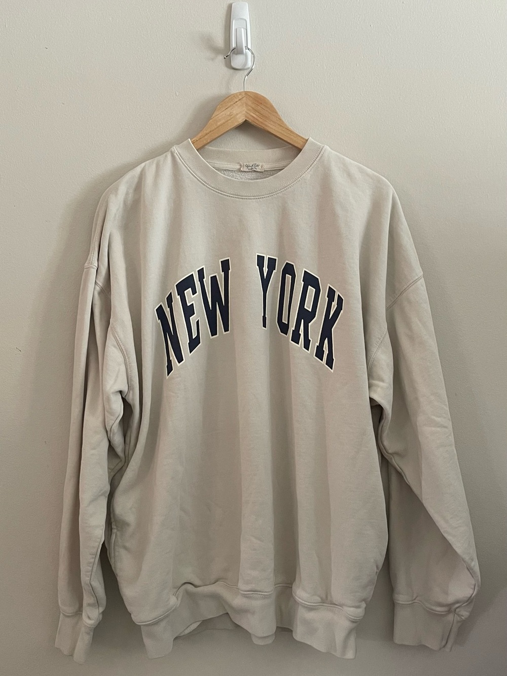 John Galt New York Cream Crewneck Sweatshirt oversized